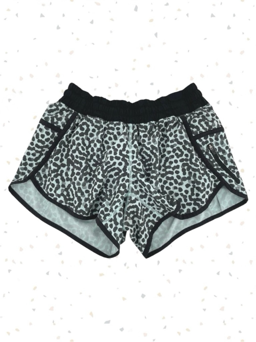 Lululemon Tracker Shorts Ace Spot Tranquil Blue Black Running Activewear Size 6
